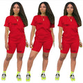 Custom 2022 New Outfit Jogger Cotton Casual Splicing Shorts Short Sleeve Solid Color Jogger Short Custom Two Piece Set for Women