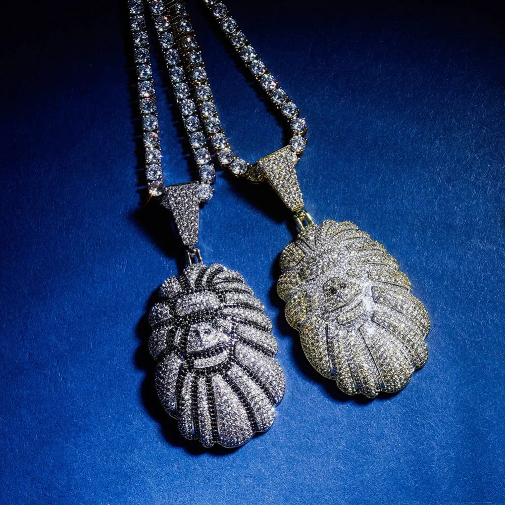 Two-color Electroplated Orangutan Head Pendant Necklace Gold Silver Color Iced Out Full Cubic Zirconia Hip Hop CZ Tennis Jewelry