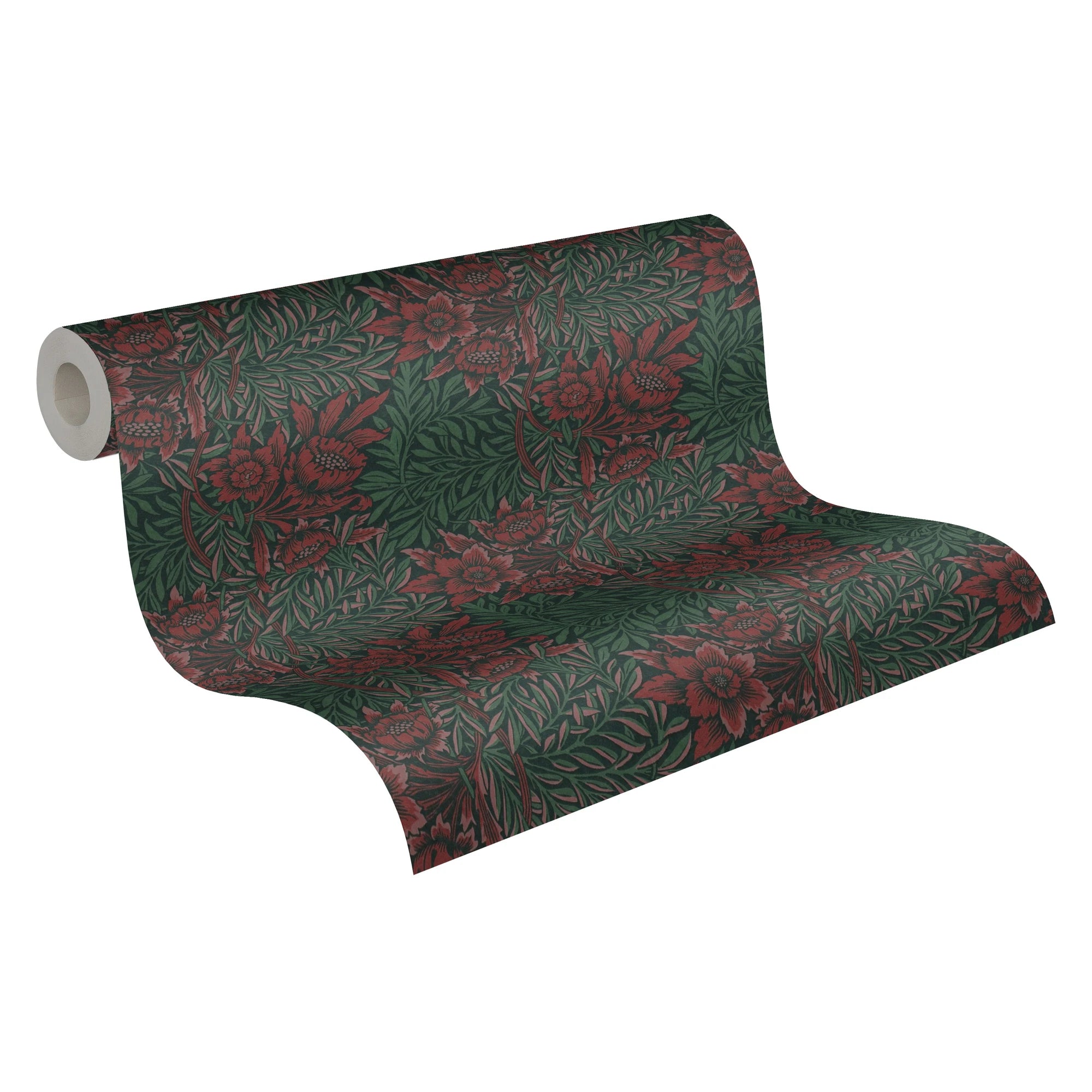 Made in Germany - Luxury Wallpaper rolls Flowers Green Red Black Non Woven Contract Wallpaper Floral - 1005 x 053 m