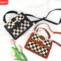 2025 Hot Sale Tote Bag Custom Vintage Plaid Mini Square Bag PU Leather Crossbody Shoulder Bag for Women Daily Use