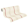 Germany Made Modern Stripes Plaid Wallpaper Roll Cream Red Beige Non Woven Vinyl Highly Wash-Resistant Kitchen Living Room Gym