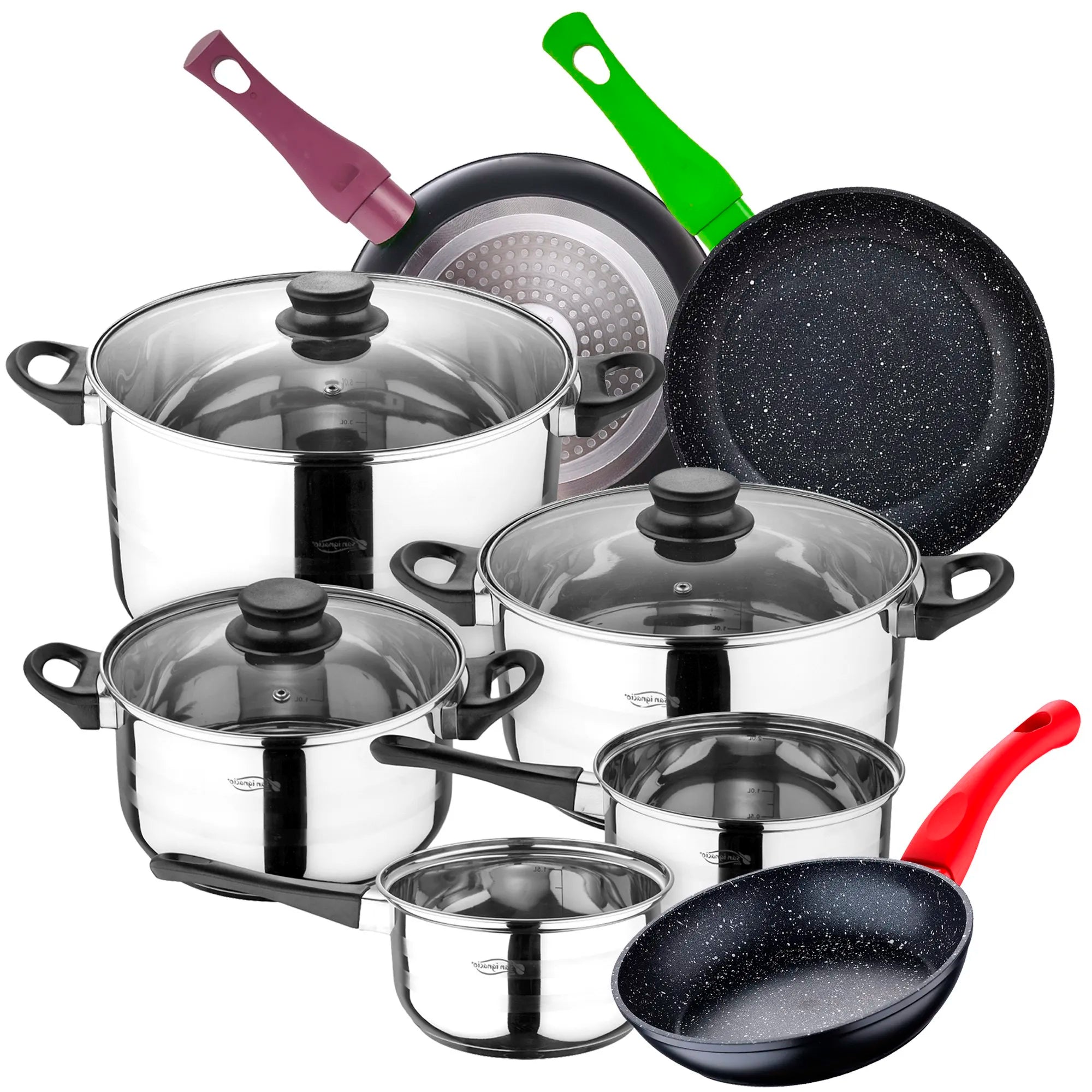 SAN IGNACIO Toledo 8-piece stainless steel cookware set with frying pans (20/24/28 cm) SAN IGNACIO Jolie forged aluminum