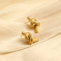 Dreamshow Twist Knot Fashion Stud Earrings Jewelry Women 18k Gold Plated Earring Waterproof Stainless Steel Jewelry