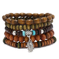 Fenyi Wholesale Polynesian Jewelry 5 Pieces of Ethnic Style Elastic Wooden Beads Retro Simple Fine Beaded Bracelets for Women