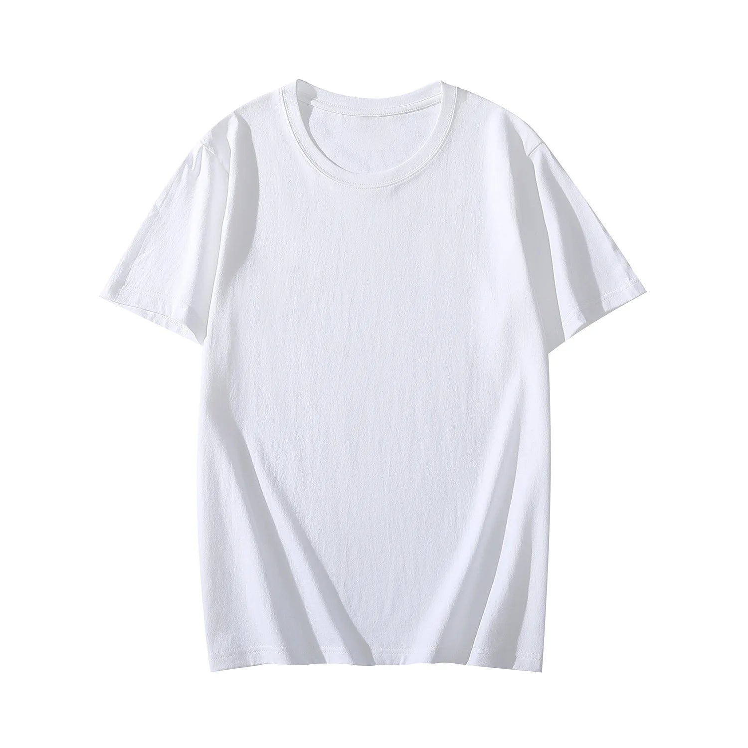 Oem customized 150g cotton ribbed collar solid color round neck tshirt for men foreign trade cross border plus size tshirt