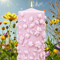 M32  Home Decor Flower Relief Round Classic Pillar Flower Pattern Silicone Candle Mold Cylinder Candle Mold for Wedding