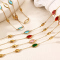 POP Stainless Steel Oval Zircon Beaded Necklace for Women Vacuum Plated Non Fading Non Allergic Jewelry Wholesale Fashion
