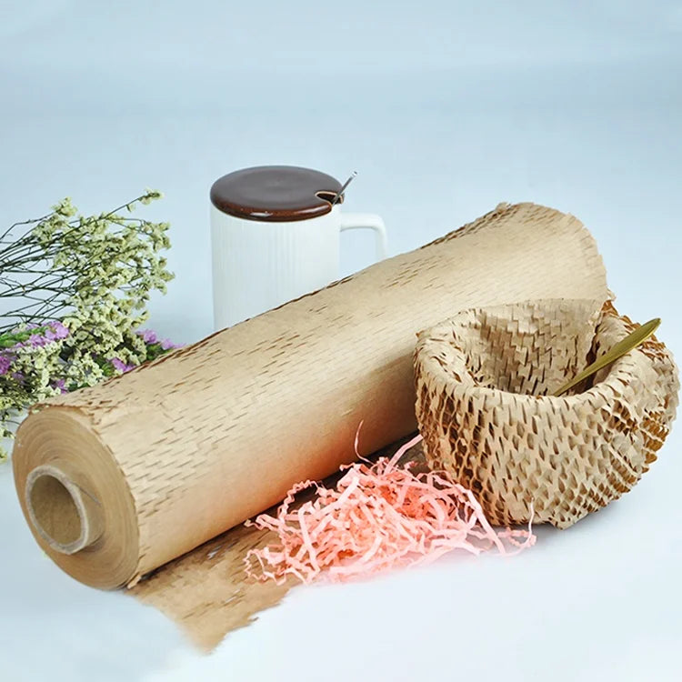 Recyclable Honeycomb Protective Paper Rolls Easy to Operate Kraft Honeycomb Wrap Paper for Moving and Packing
