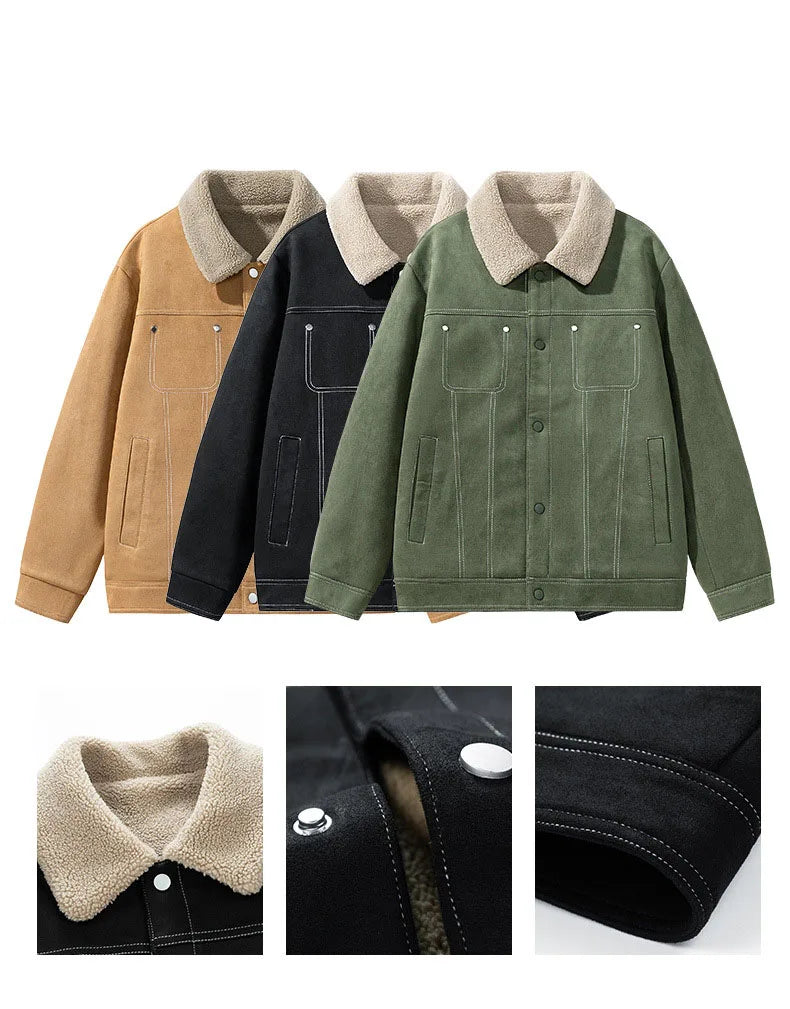 Oem Customized logo Design New New Style Winter Plus Velvet Lapel Warm Jacket