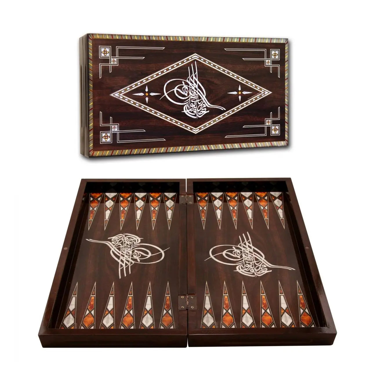 Star Antique Ottoman Tughra Backgammon Set-Durable Wood Construction