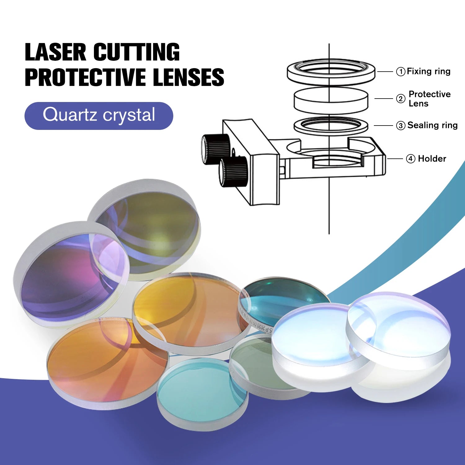 DMK New Competitive Price Imported Quartz Protective Lens for Fiber Laser Cutting Head