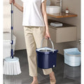 Portable Steel Bucket with for Spin Mop Head and Wringer Set Separate Clean & Dirty Water Floor Cleaning Wet & Dust Removal
