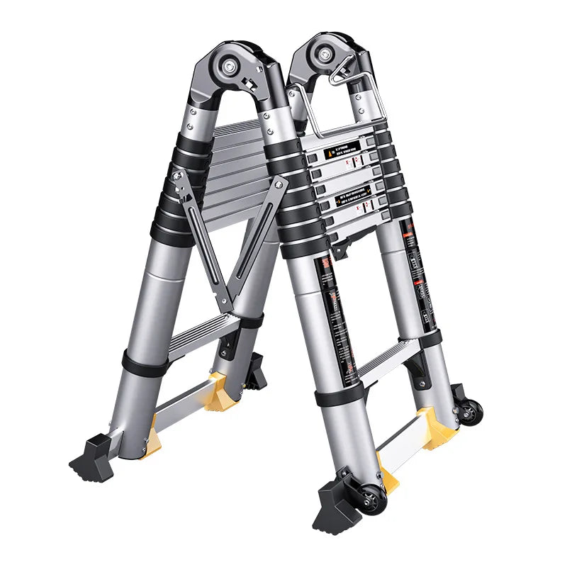 Aluminum Alloy Foldable Telescopic 4-Step Industrial Ladder with 150kg Load Capacity