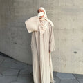 Full Pleated Chiffon Abaya Muslim Women Dress Layered Sleeves Modest Hijabi Robe Casual Dubai Islamic Clothing Ramadan Eid