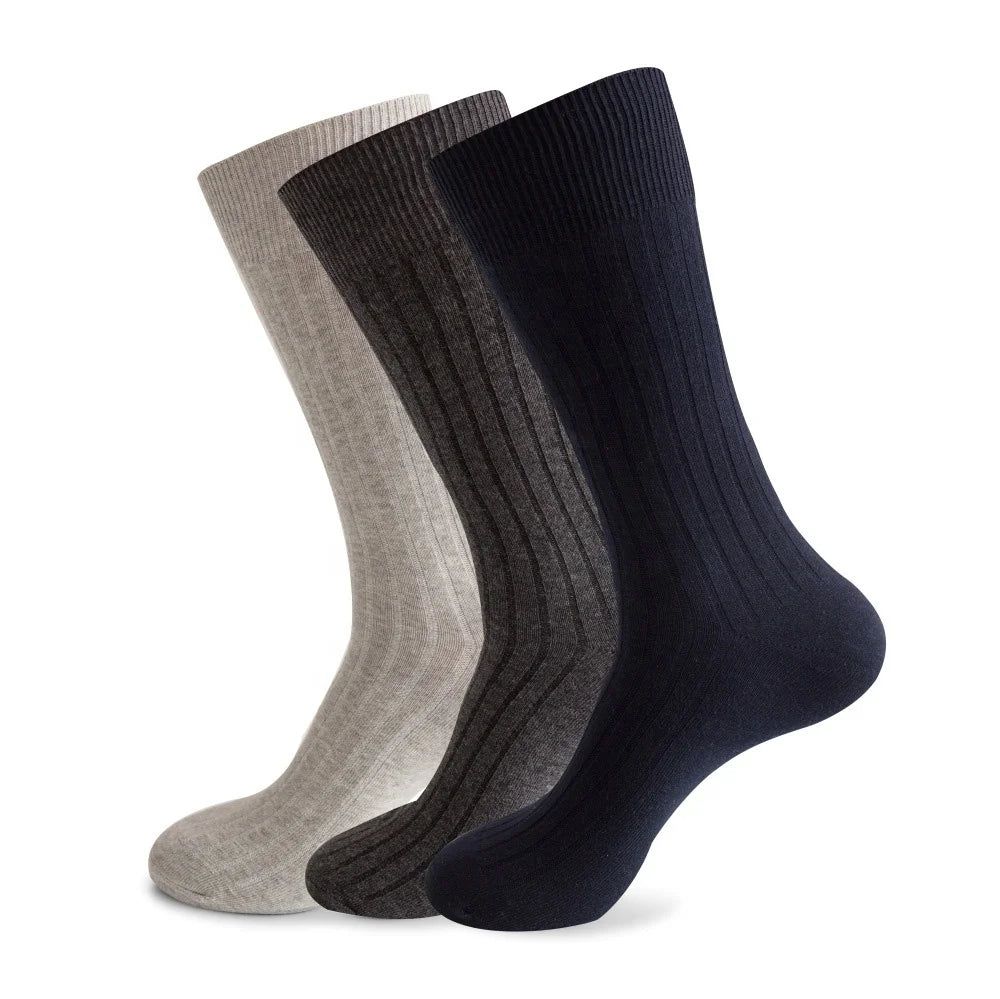 Wholesale Solid Color Business Socks Formal Business Office Work Dress Crew Socks for Men