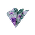 Green Hawaiian Leaf and Purple Lilac Floral Pocket Square Elegant Suit Jacket Accessory