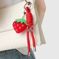 Mengda Fashionable and Sweet Red Crystal Bow and Faux Strawberry Pendant Keychain