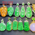 18K Gold Diamond Pendant a Grade Jadeite Laughing Buddha White Gold Jade Buddha Pendant Necklace