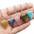 Artisan Engraved Natural Gemstone Crystal Stone Portable Pendulum 7 Chakra Balancing Pointed Dowsing Divination Healing Jewelry