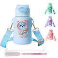 Wholesale Kawaii Cartoons 316 Stainless Steel Thermos Cup for Kids With Straw Portable Strap Baby Girls Boy Water Bottle