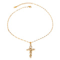 J&D Trendy 18K Gold Plated Stainless Steel Crystal Cross Necklace Zircon White Rhinestone Pendant