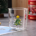 3D Christmas Tree Shape Glass Cup High Borosilicate Glass Milk Water Juice Christmas Glass Cup