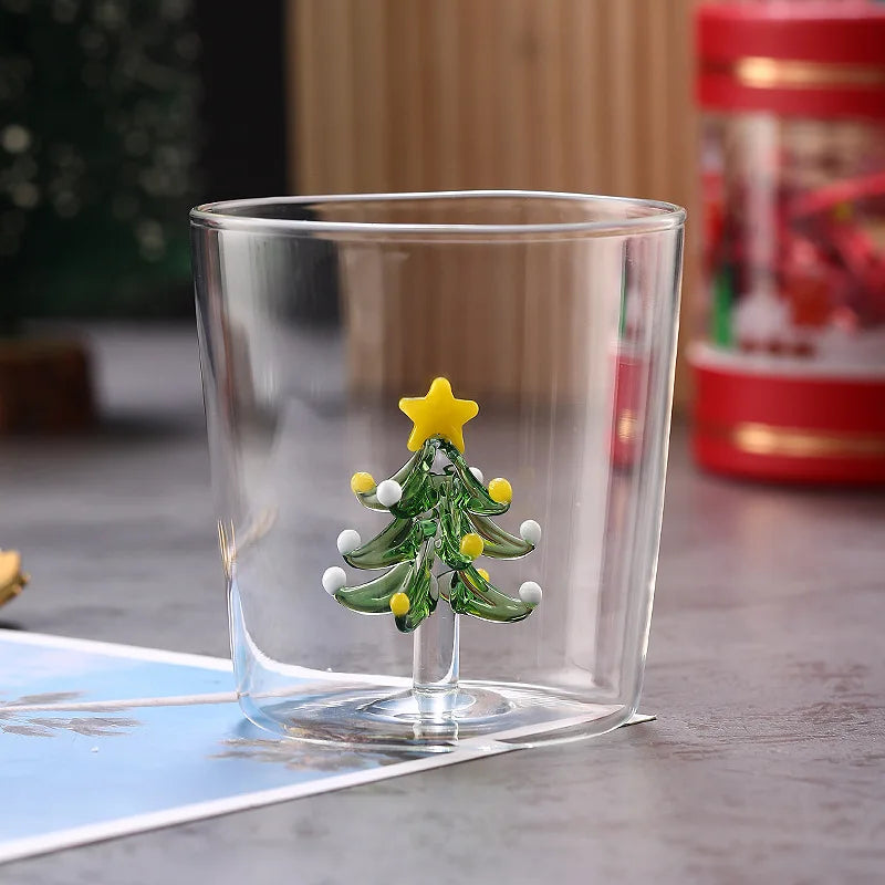 3D Christmas Tree Shape Glass Cup High Borosilicate Glass Milk Water Juice Christmas Glass Cup