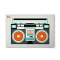 Made In Germany - Home Decor Canvas Picture Retro Ghettoblaster - Wall Painting Mural In Cream And Black - Stretcher Frame Art