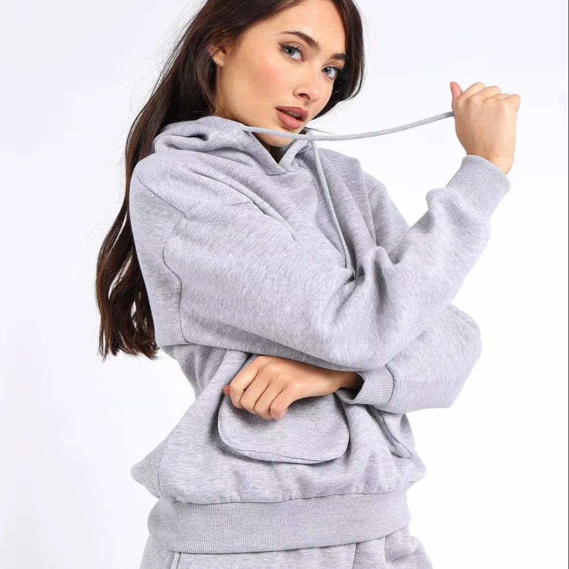 New Arrival Women's Stacked Flared Pants Set Heavyweight French Terry Matching Sweatsuit Short Length Tops Ladies' Tracksuit
