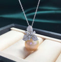 P1448 11-12mm DIY Natural  Freshwater Pearl Charm Pendant Necklace Accessory 925 Sterling Silver Jewelry for Women Without Chain