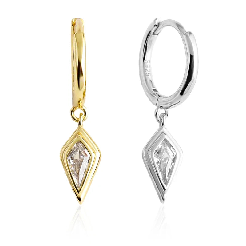 EH1589 925 Sterling Silver Ear Needle Women Geometric Hoop Earrings Pendant Huggie Earrings Commuter Simple Ins Style Jewelry