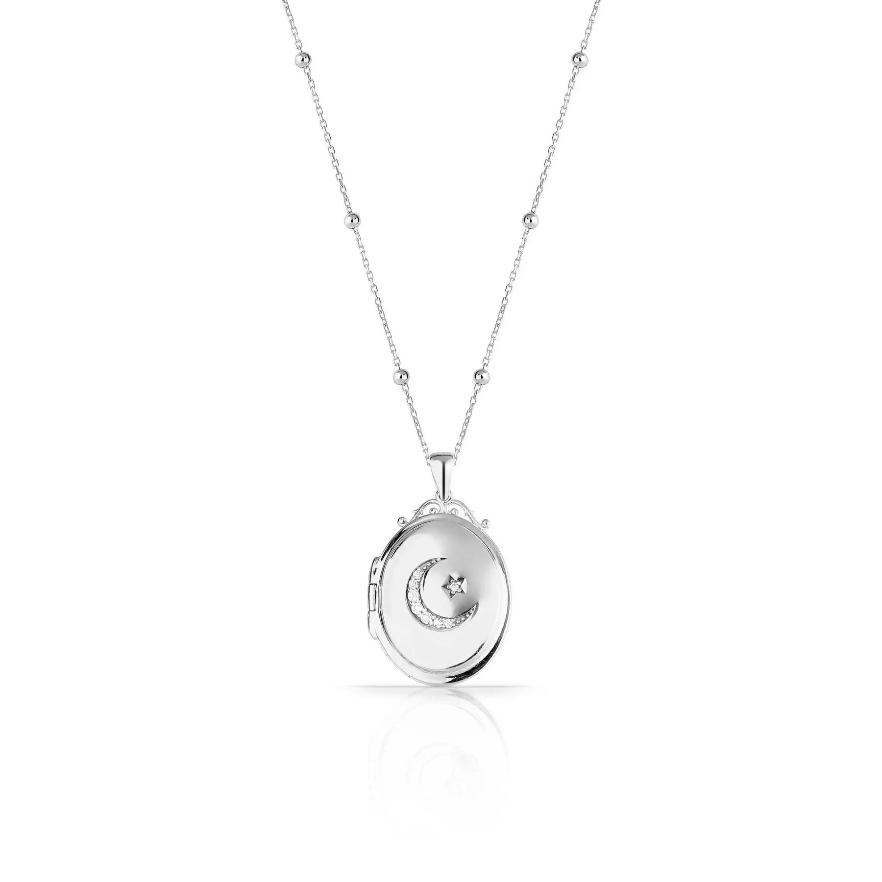 925 Sterling Silver Star and Crescent Medallion Pendant Fine Necklaces with Durable Covering Made in Turkey
