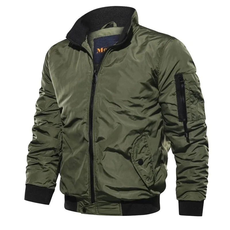Brand  New Stand Collar Zipper Men Jacket Business Casual Fashion Simple Solid Color Men Jacket Autumn Slim Jacket Men