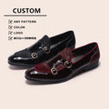 Luxury Men's Genuine Leather Party Loafers Dress Shoes High-end Double Buckle Monk Strap for Gentlemen