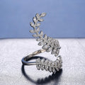 Glamorous Cubic Zirconia Leaf Decor Ring for Women for Dating Gift