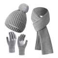 SK Women's Fleece Lined Winter Beanie Hat Scarf Touchscreen Gloves Set Pom Pom Long Knit Dot/Argyle Character Business Common