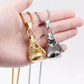 Hiphop High Polished Men Punk 316L Titanium Stainless Steel Fitness Sport Boxing Gloves Shape Pendant Jewelry Necklace