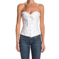 White corset with floral print and bow