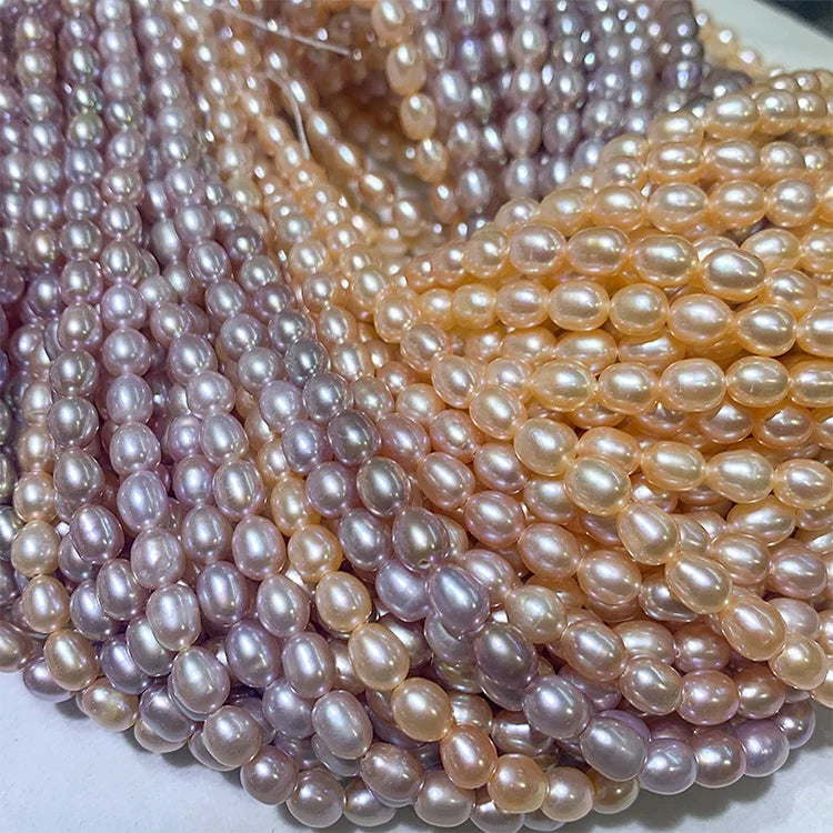 5-6mm Natural Rice Freshwater Loose Pearls Oval DIY Necklace & Jewelry Making Bracelet Earrings Beads