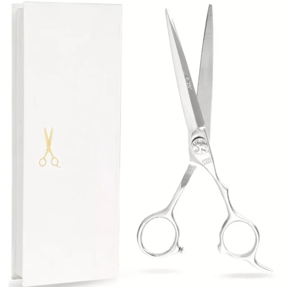 PROFESSIONAL SHARP SERIES 6.25" ARC CONVEX EDGE HAIR CUTTING SCISSORS SILVER