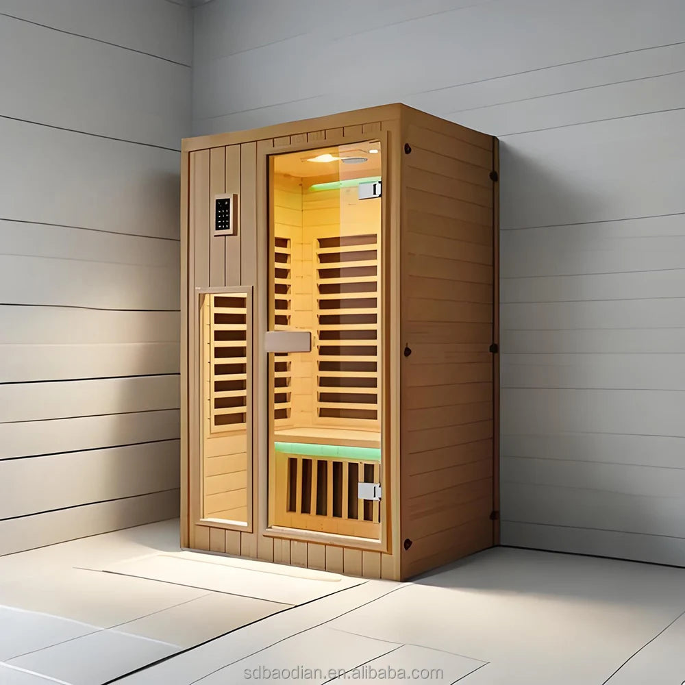Best Selling  Two-Person Indoor Sauna Room Modern Design Far Infrared Hemlock