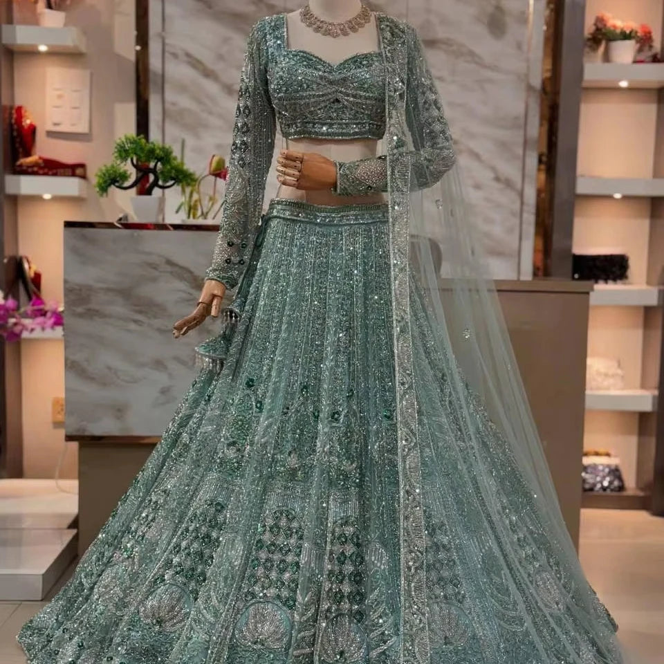 Designer Traditional Embroidered Lehenga Choli Dupatta Ready to Ship for Women's Party Wedding Outfit Bridal Wear