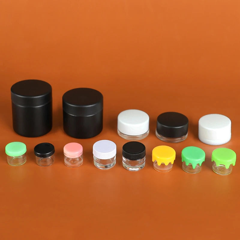 Wholesale Customizable Logo High Borosilicate Glass Jar Colourful Easy Open Plastic Lid Smell Proof Oil False Eyelashes