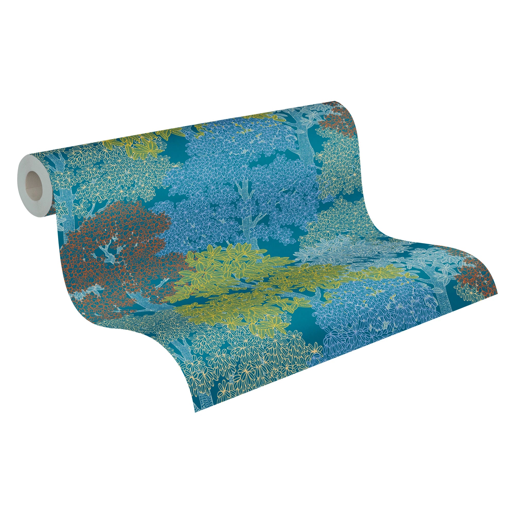 Made Germany Modern Luxury Non Woven Wallpaper Rolls Forest Blue Yellow Red Cream Wash Light Resistant Contract Flowers 1005 X