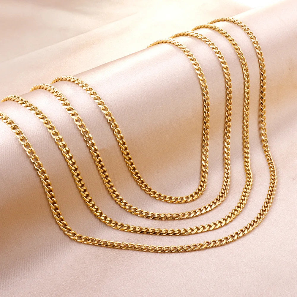 Fashion18K Gold Plated Stainless Steel Jewelry Popcorn Chain Link Round Snake Chain Blade Choker Chain Necklaces for Men Women