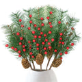 Artificial Christmas Berries Pine PicksArtificial Berry Stems Christmas Pine Needles Berries Branches for Christmas Decoration
