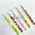 Custom Paper Coated New Sustainable Stainless Steel Eyelash Extension Tweezers Colored Straight Bend with Pointed Tips