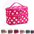 SW Classic Dot Tote Makeup Bag New Design Handle Cosmetic Bags Customize Satin Mesh Cosmetic Pouch Cotton Storage Bag for Travel