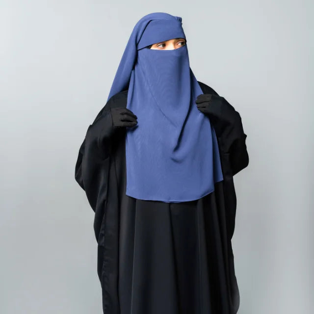 Triple Layer Flap Wool Chiffon Niqab One Wedding Neck Shorter Back Modest Breathable Quick Dry Handmade Muslim Women Islamic