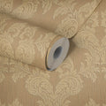 Made Germany Modern Damask Orange Beige Non Woven Wash Light Resistant Wallpaper Rolls 1005x053m for Bedroom Living Room
